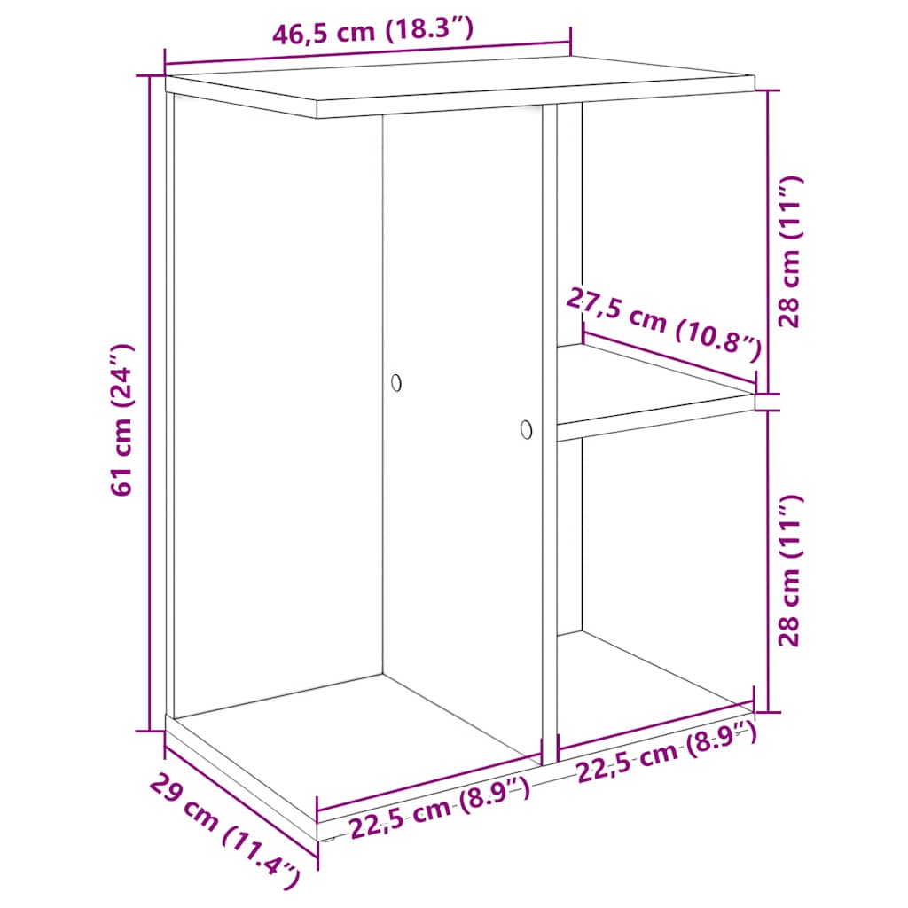 Yöpöydät 2 kpl Sonoma-tammi 46,5x29x61 cm tekninen puu