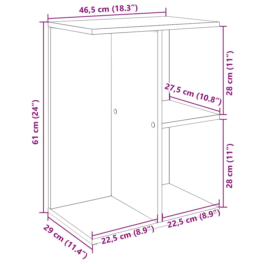 Yöpöytä betoninharmaa 46,5x29x61 cm tekninen puu