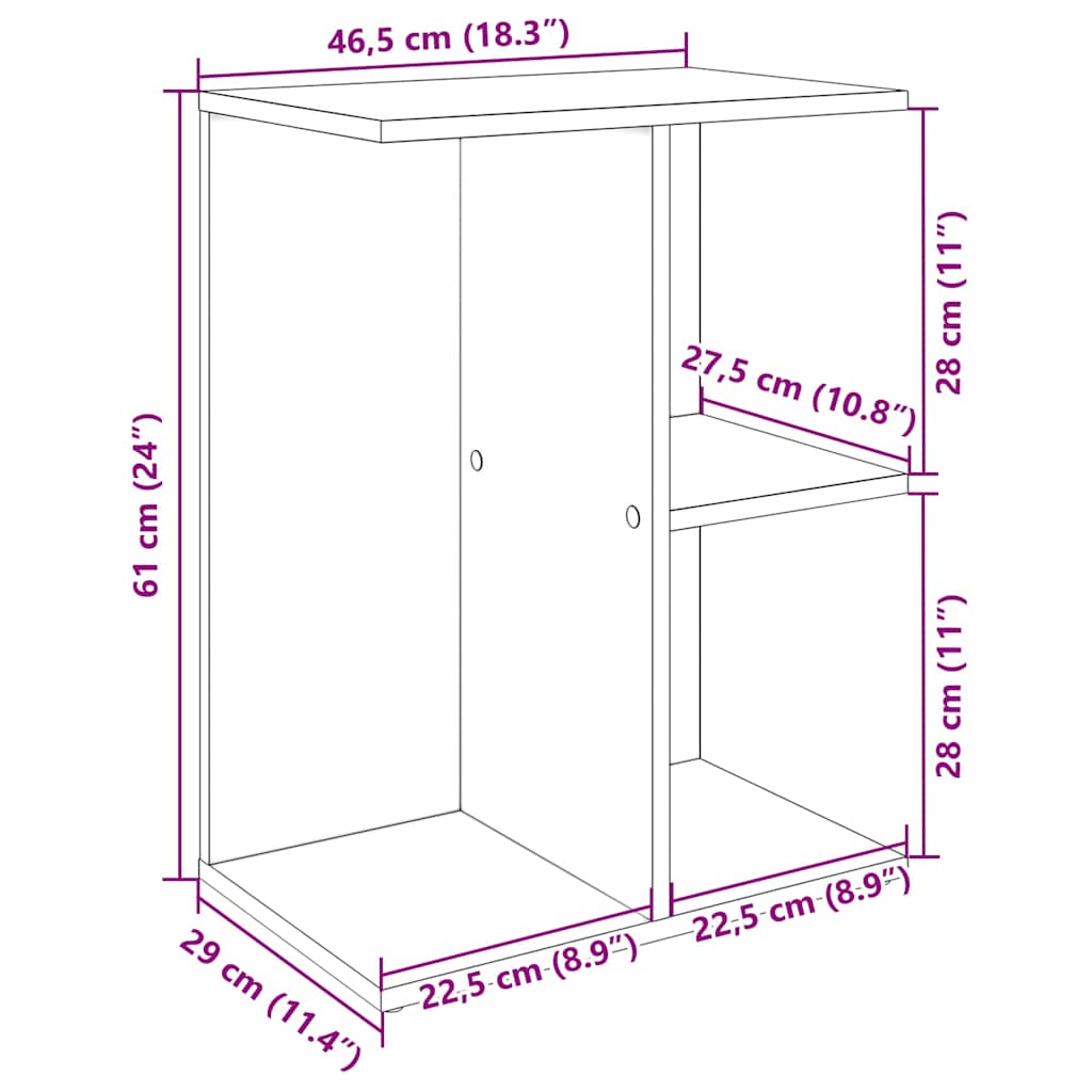 Yöpöydät 2 kpl betoninharmaa 46,5x29x61 cm tekninen puu