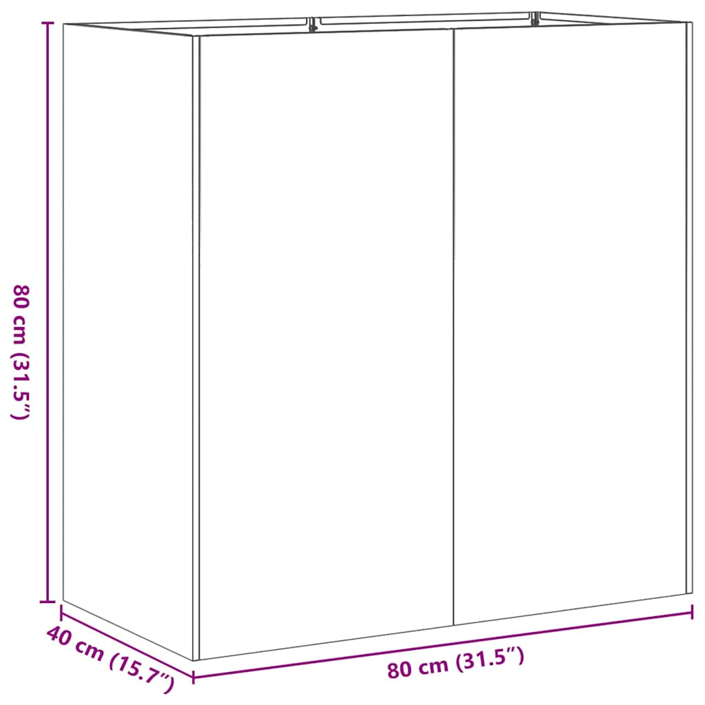 Kukkalaatikko oliivinvihreä 80x40x80 cm kylmävalssattu teräs