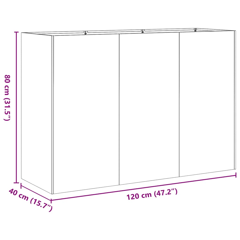 Kukkalaatikko oliivinvihreä 120x40x80 cm kylmävalssattu teräs