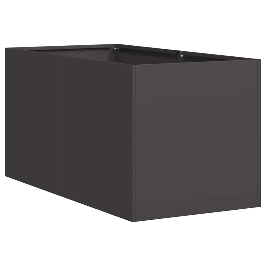 Flower box black 40x80x40 cm cold rolled steel