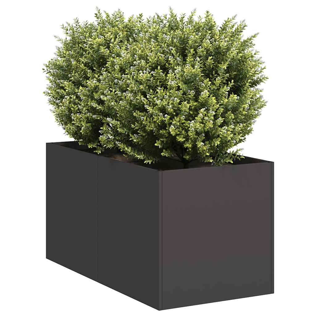 Flower box black 40x80x40 cm cold rolled steel