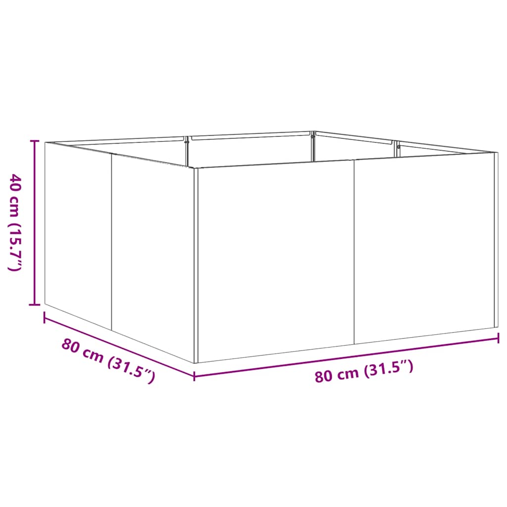 Kukkalaatikko oliivinvihreä 80x80x40 cm kylmävalssattu teräs