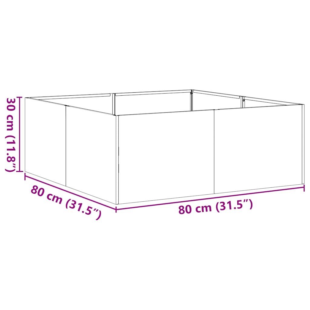 Blumenkasten schwarz 80x80x30 cm Stahl