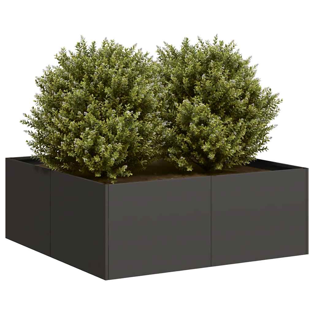 Blumenkasten schwarz 80x80x30 cm Stahl