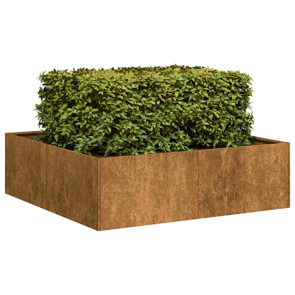 Flower box rust 100x100x30 cm weatherproof steel