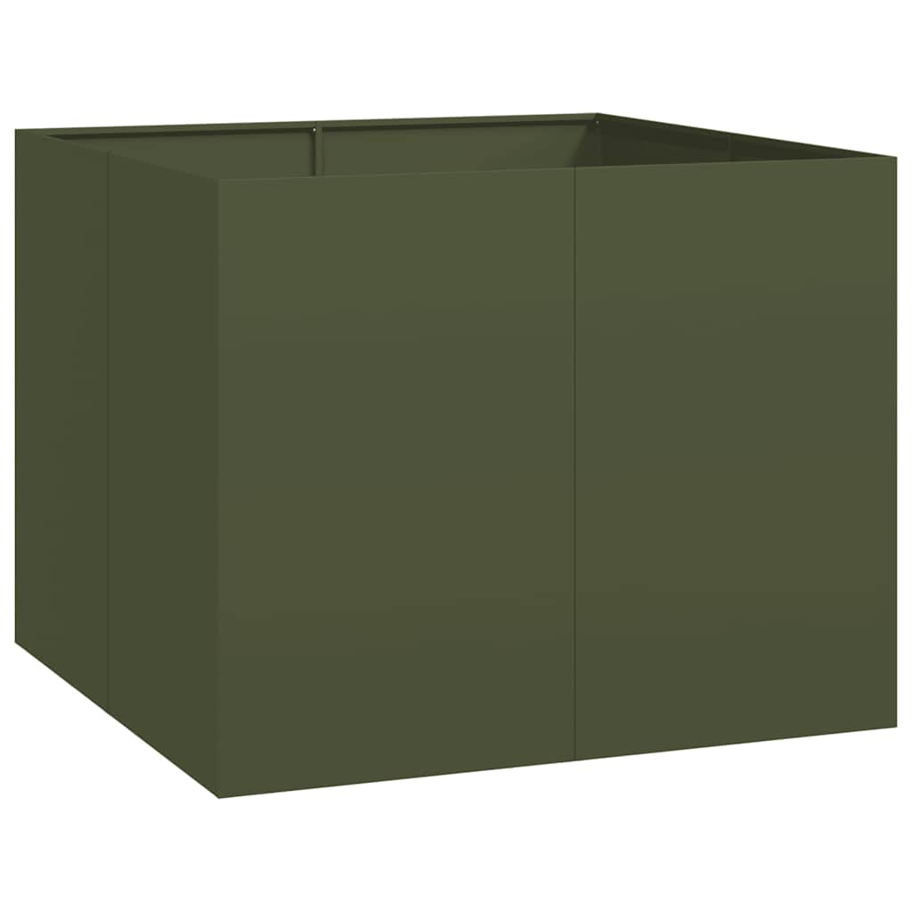 Flower box olive green 100x100x80 cm steel