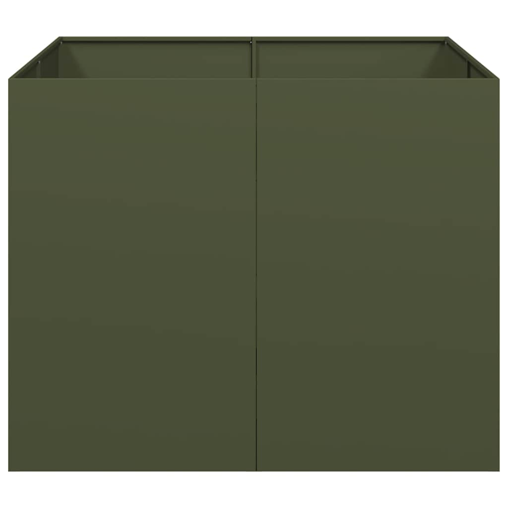 Flower box olive green 100x100x80 cm steel