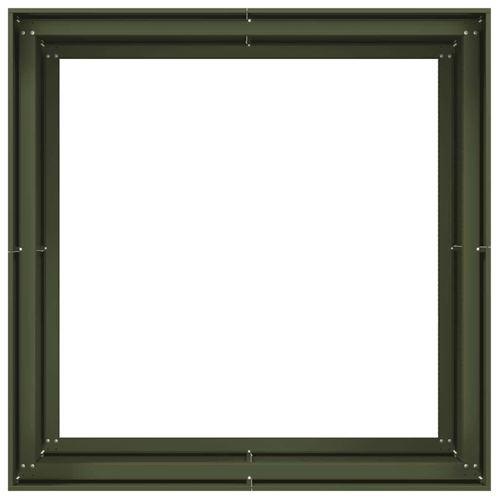 Flower box olive green 100x100x80 cm steel