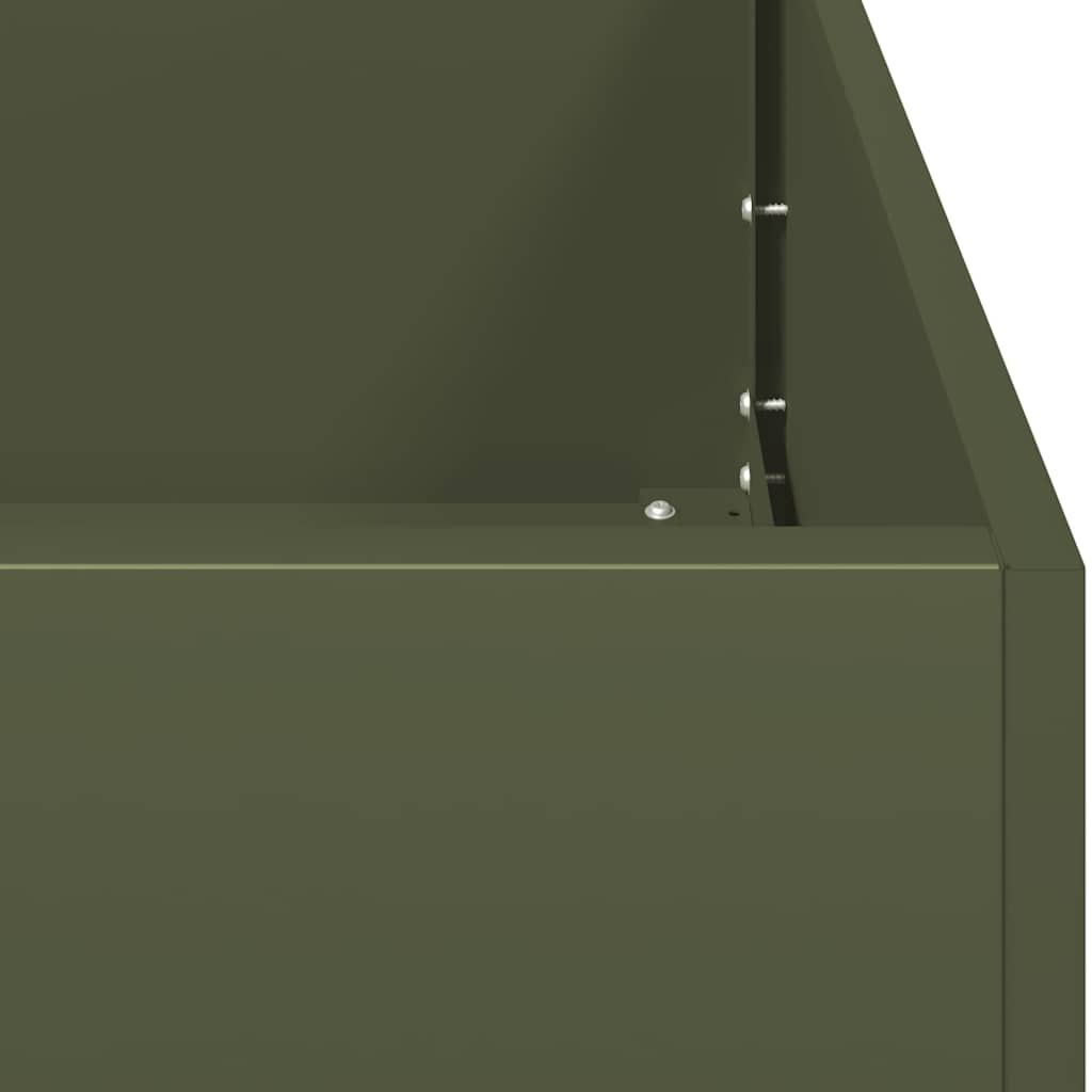 Flower box olive green 100x100x80 cm steel