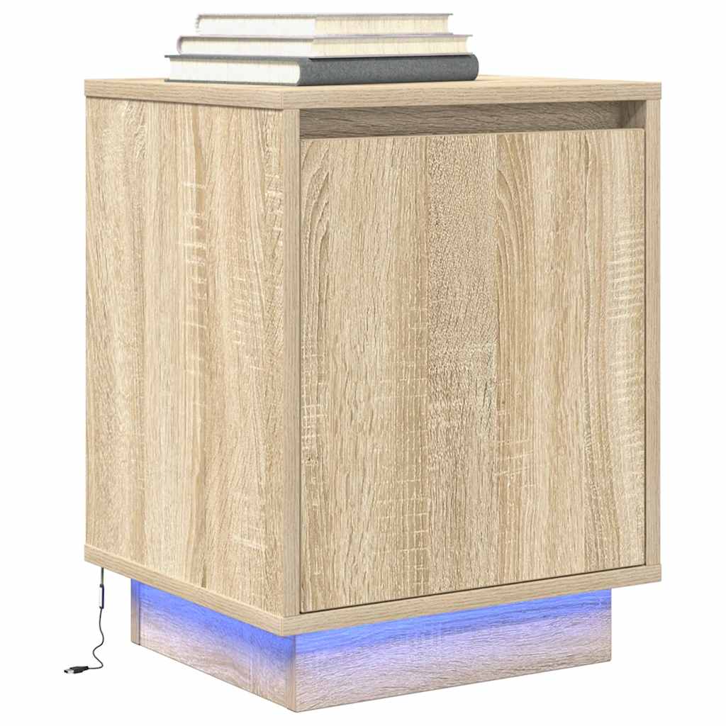 Yöpöytäkaapit LED-valoilla 2 kpl Sonoma Oak 38x34x50 cm