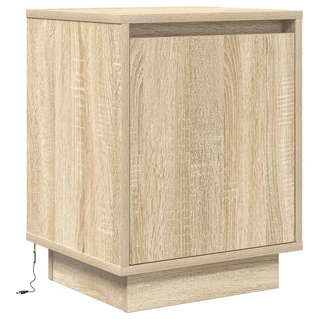 Yöpöytäkaapit LED-valoilla 2 kpl Sonoma Oak 38x34x50 cm