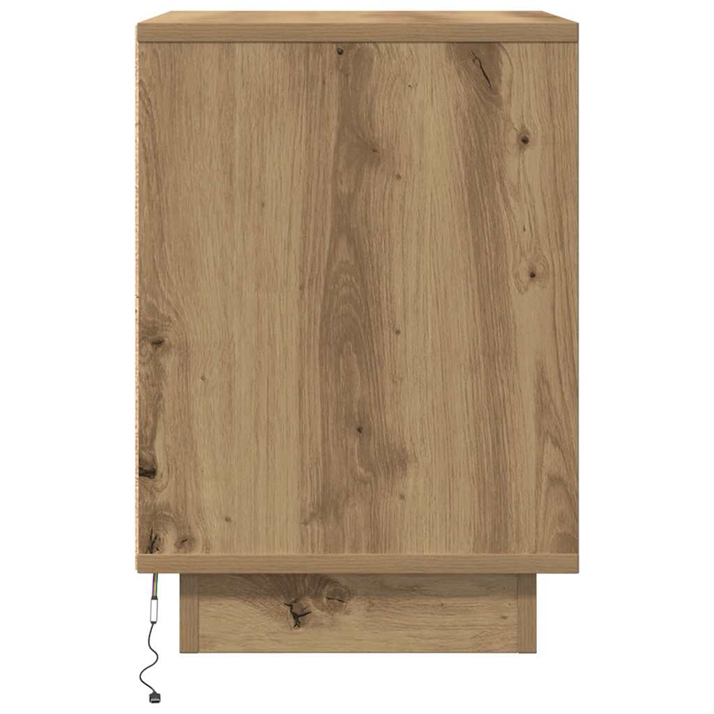 Yöpöytäkaapit LED-valoilla 2 kpl Artisan Oak 38x34x50 cm