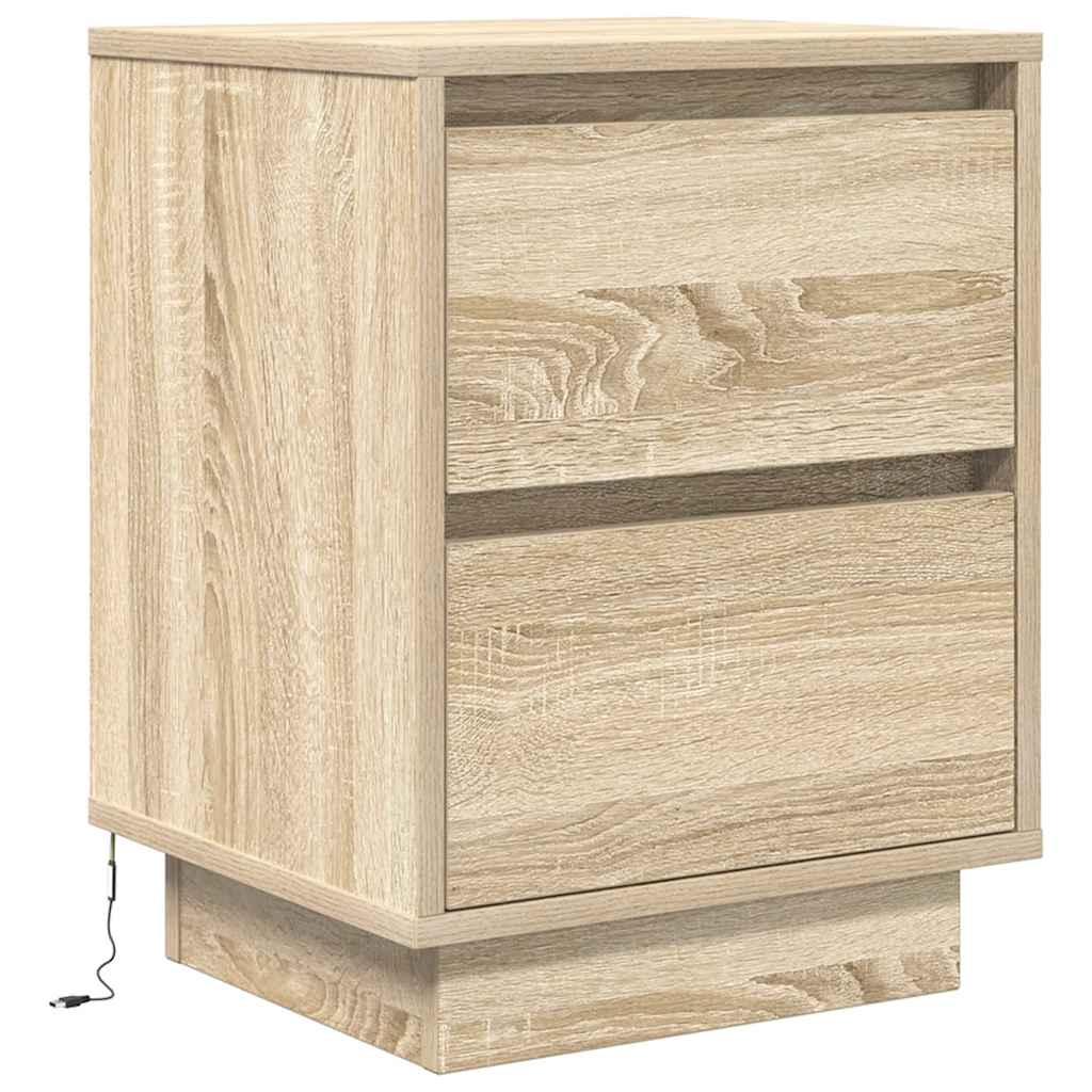 Yöpöytäkaapit LED-valoilla 2 kpl Sonoma Oak 38x34x50 cm