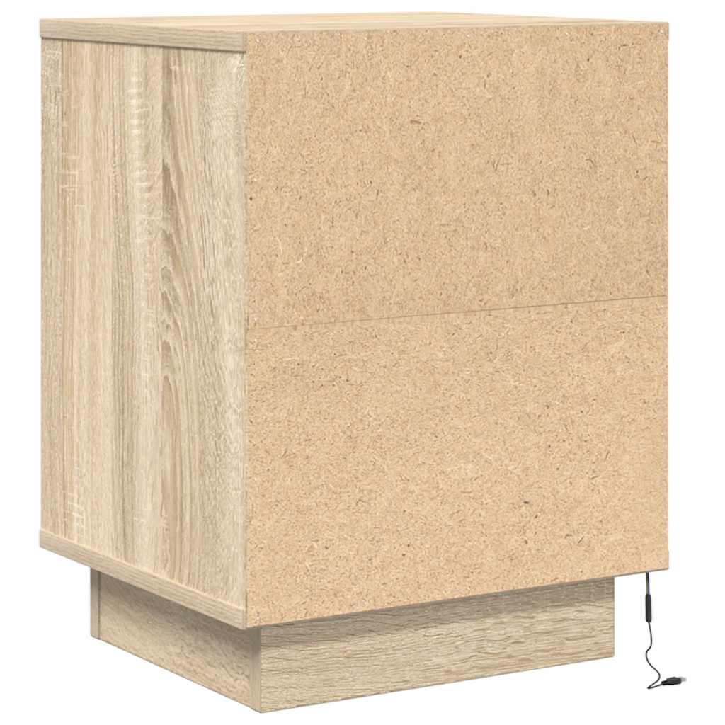 Yöpöytäkaapit LED-valoilla 2 kpl Sonoma Oak 38x34x50 cm