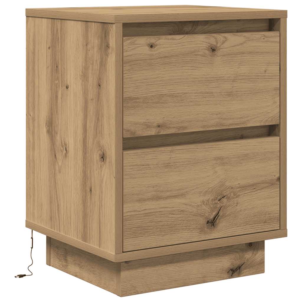 Yöpöytäkaapit LED-valoilla 2 kpl Artisan Oak 38x34x50 cm