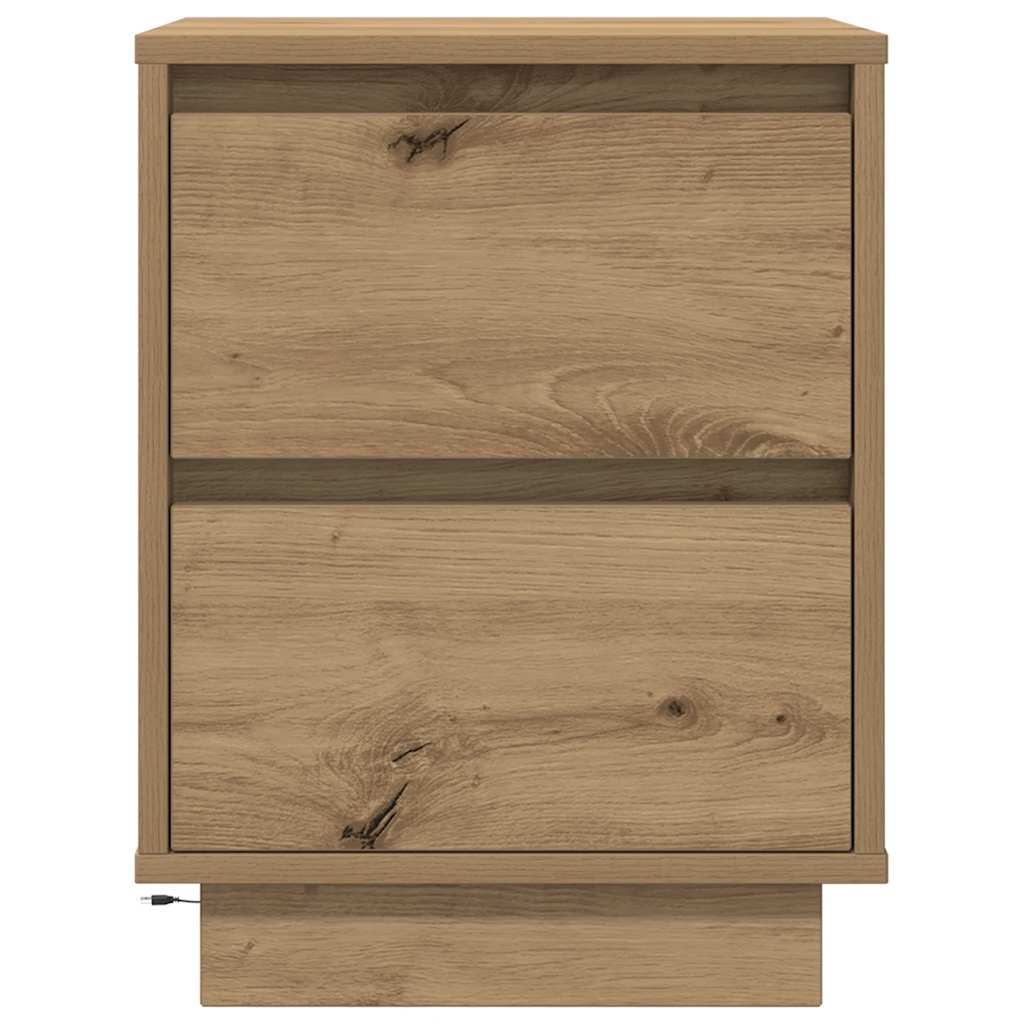 Yöpöytäkaapit LED-valoilla 2 kpl Artisan Oak 38x34x50 cm