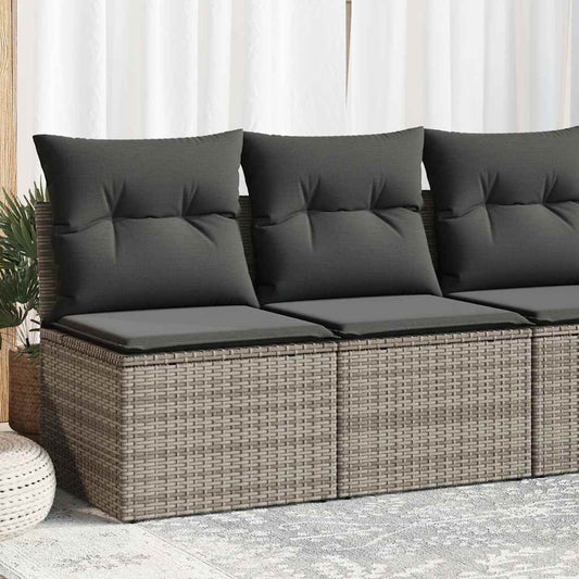 2-piece garden sofa set with cushions, grey polyrattan