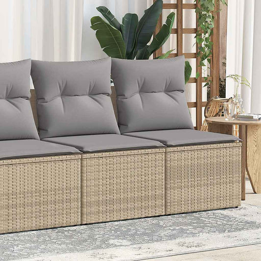 2-piece garden sofa set with cushions beige polyrattan