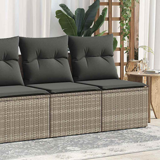 2-piece garden sofa set with cushions, grey polyrattan