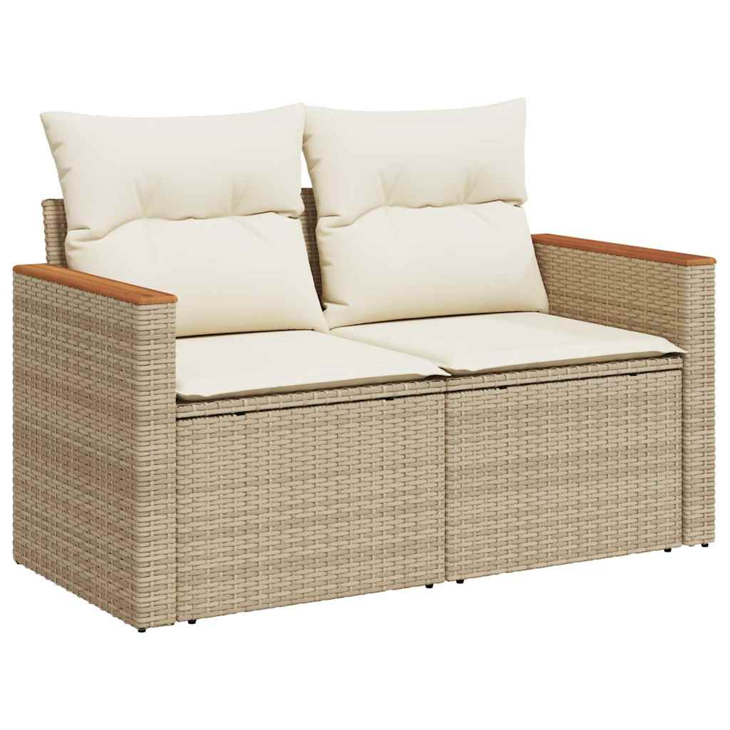 11-piece garden sofa set with cushions beige polyrattan