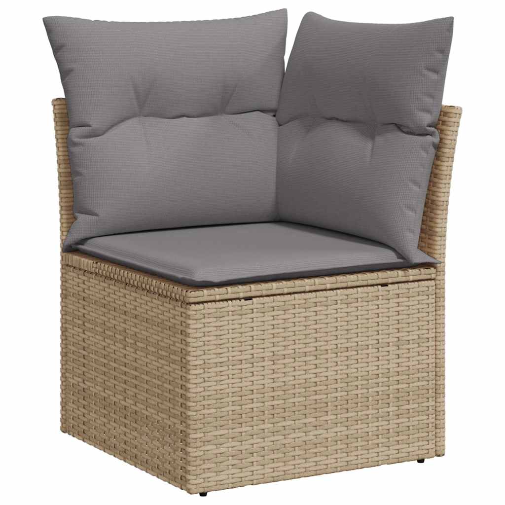 11-piece garden sofa set with cushions beige polyrattan