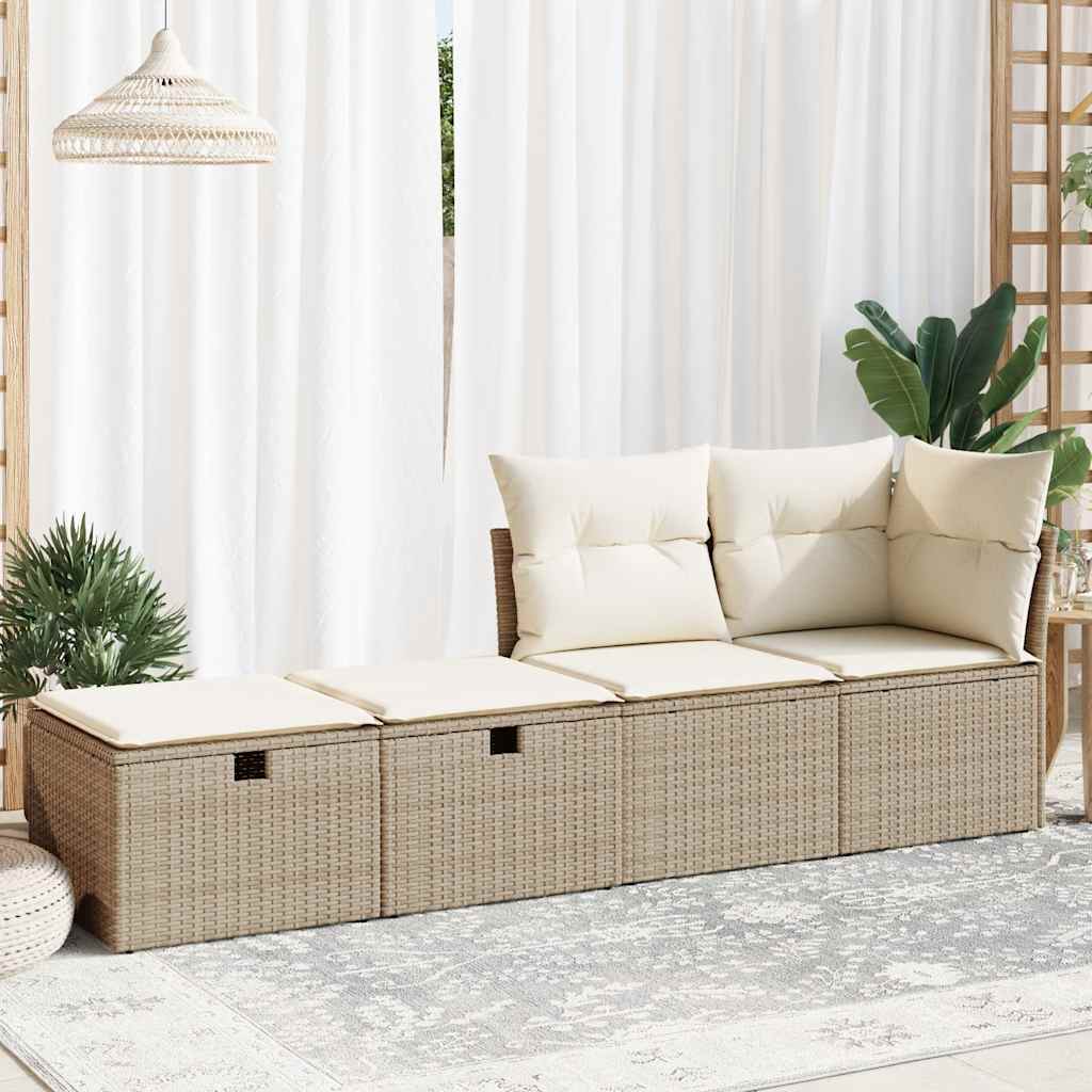 2-piece garden sofa set with cushions beige polyrattan