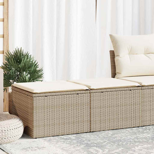 2-piece garden sofa set with cushions beige polyrattan