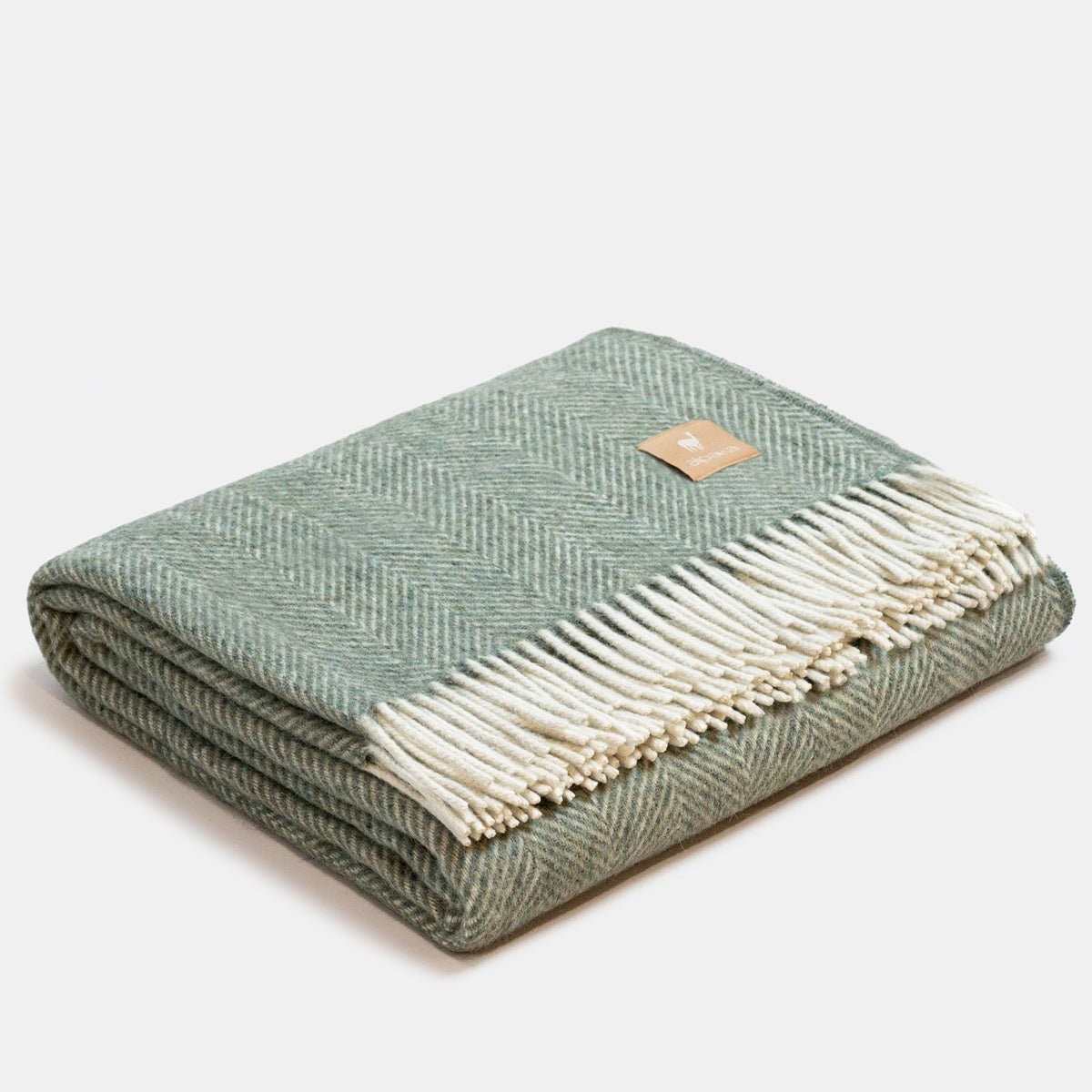 Natural Alpaca Wool Throw - Classic Fishbone