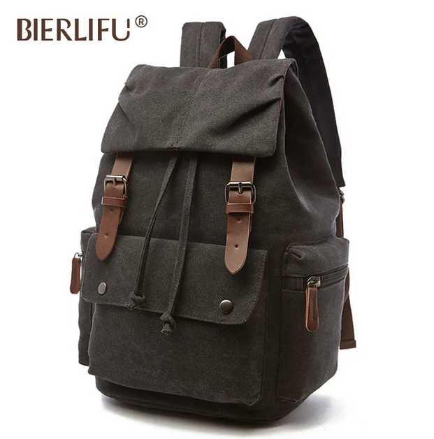 Canvas Backpack BIERLIFU, BLACK