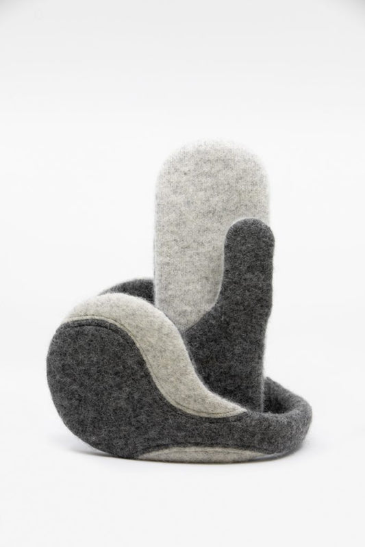 Felted Wool Earmuffs - Medium Grey, Lightest Grey