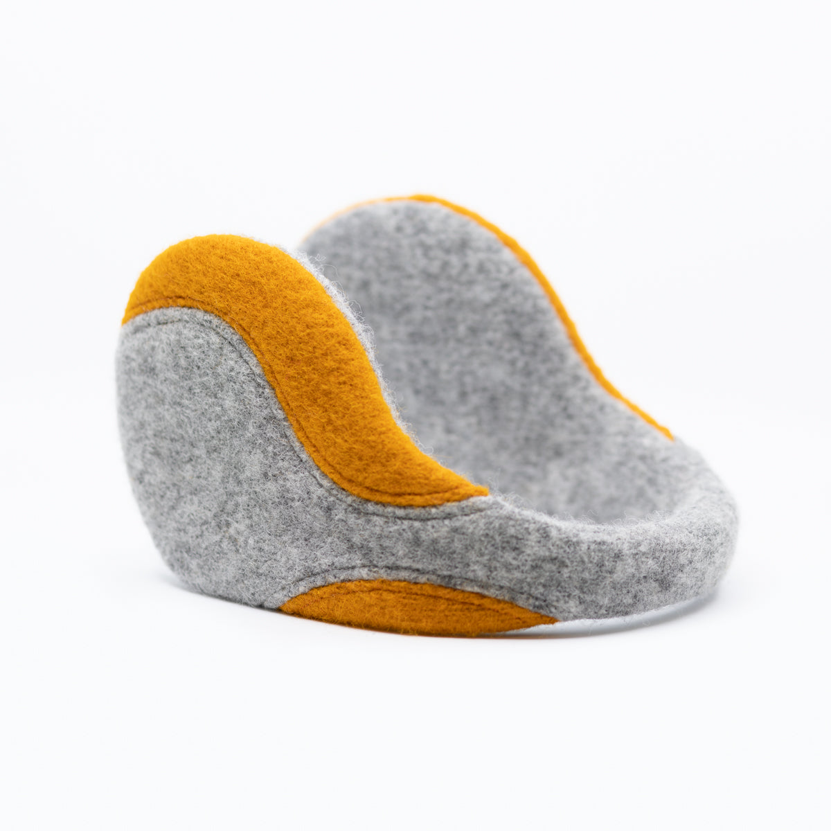 Felted Wool Earmuffs - Light Grey, Curcuma