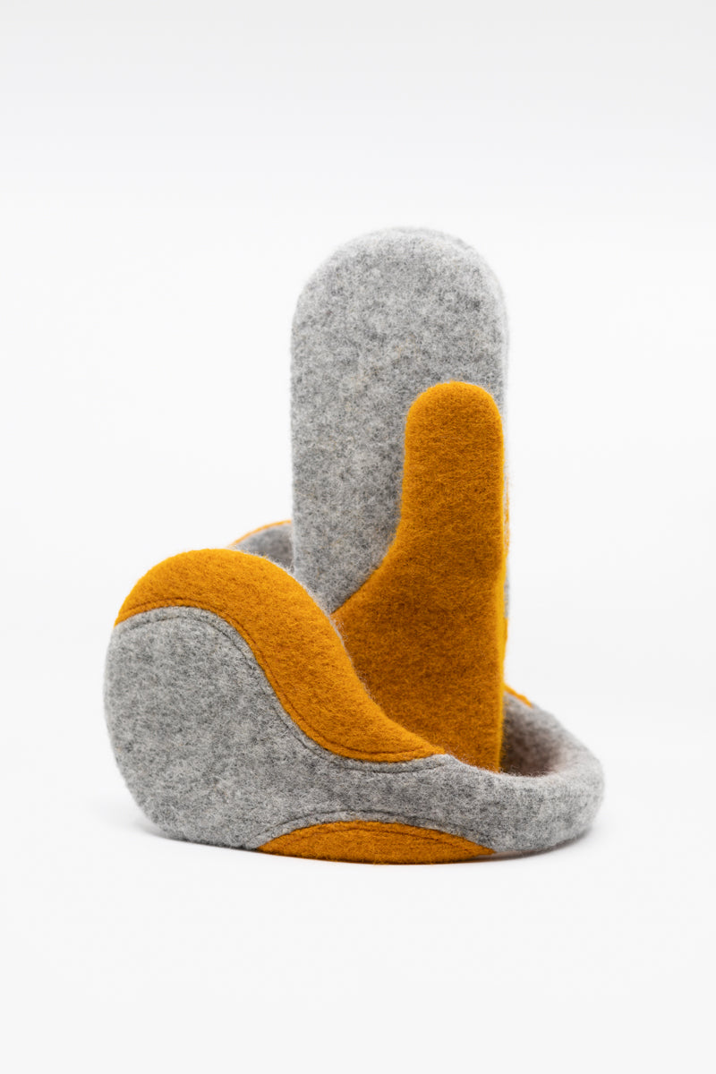 Felted Wool Earmuffs - Light Grey, Curcuma