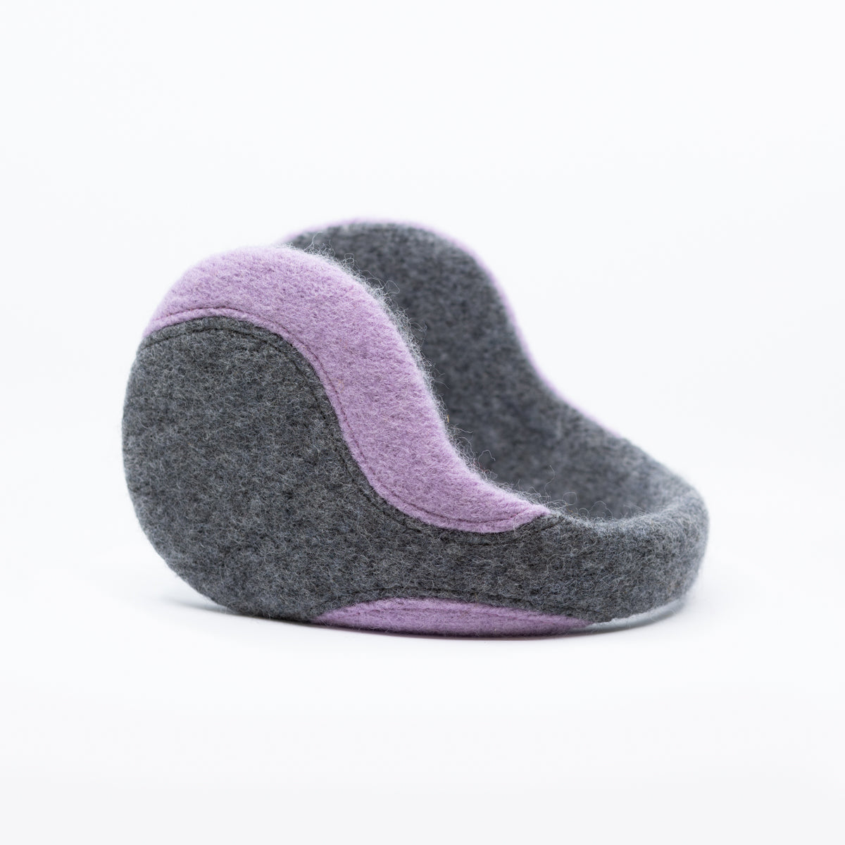 Felted Wool Earmuffs - Medium Grey, Lilac