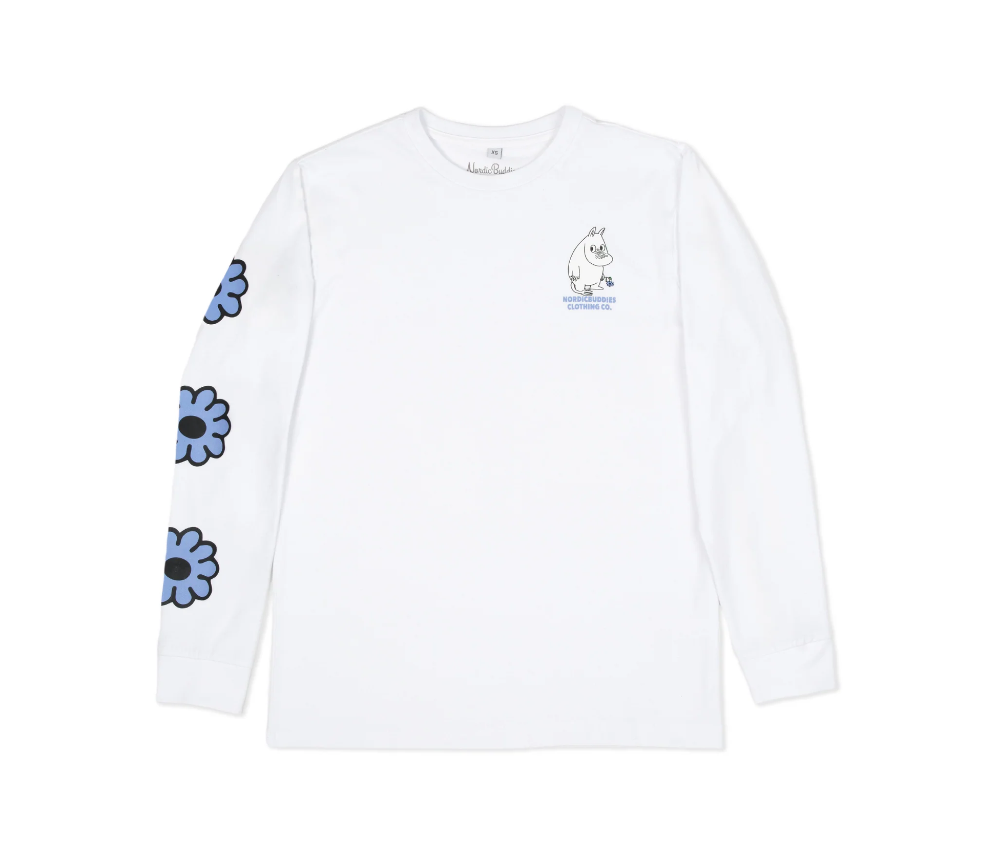 Moomintroll's Flower Longsleeve Shirt With Cuffrib Unisex - White