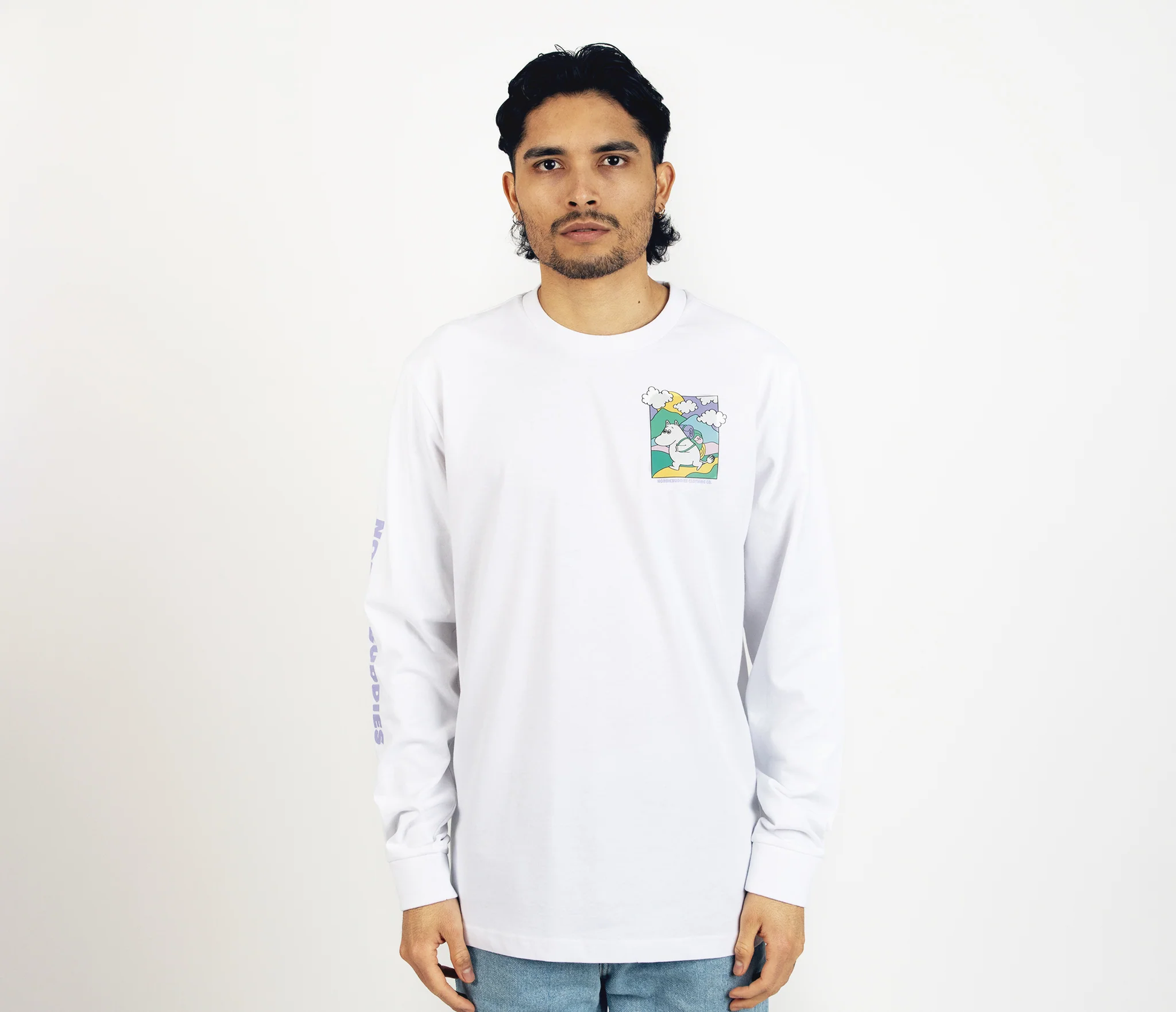 Moomintroll's Adventure Longsleeve Shirt With Cuffrib Unisex - White