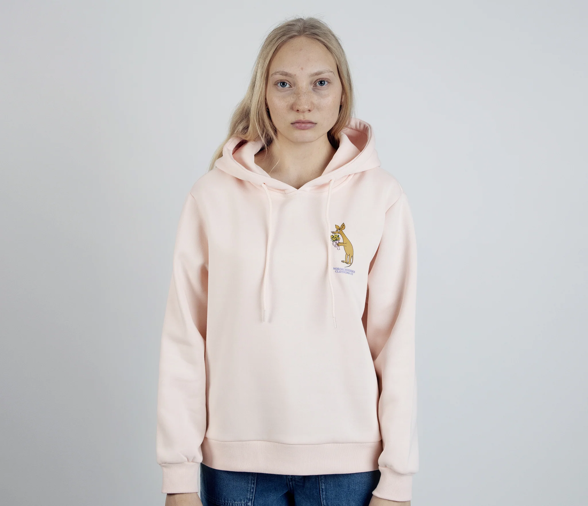 Sniff Flower Bouquet Hoodie Ladies - Light Pink