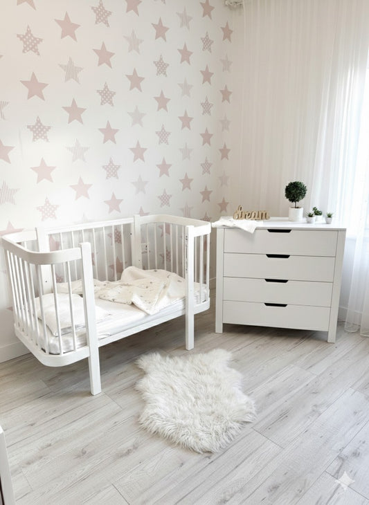 Baby Crib ELIN with Mattress - White
