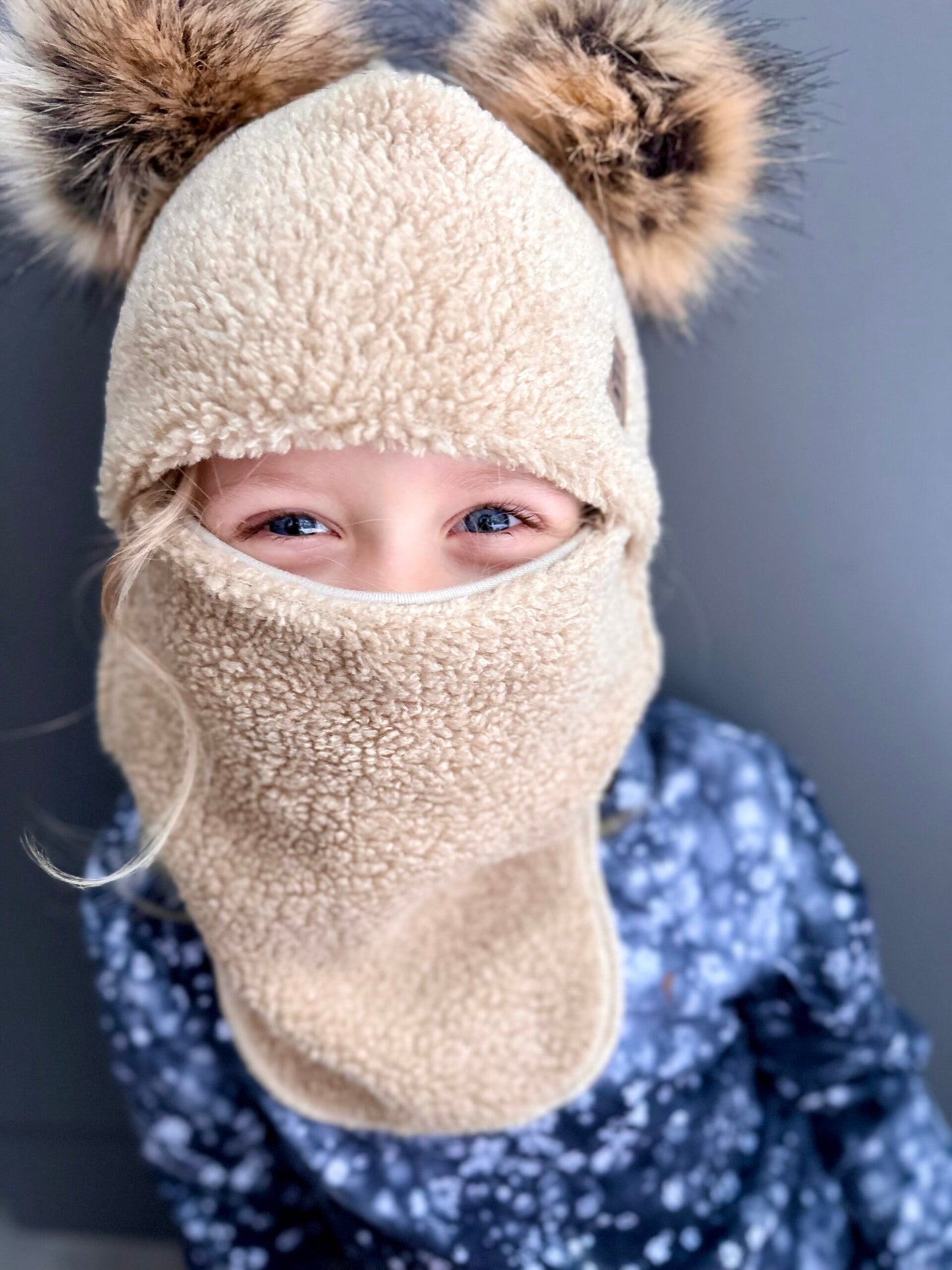Beige Merino Wool-Lined Winter Balaclava