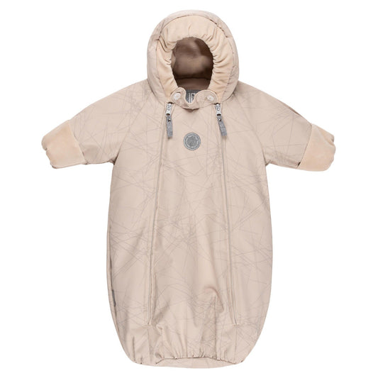 Beige Reflective Merino Wool-Lined Spring/Autumn Bunting Pram Suit