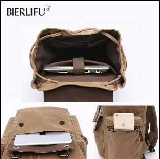 Canvas Backpack BIERLIFU, BLACK