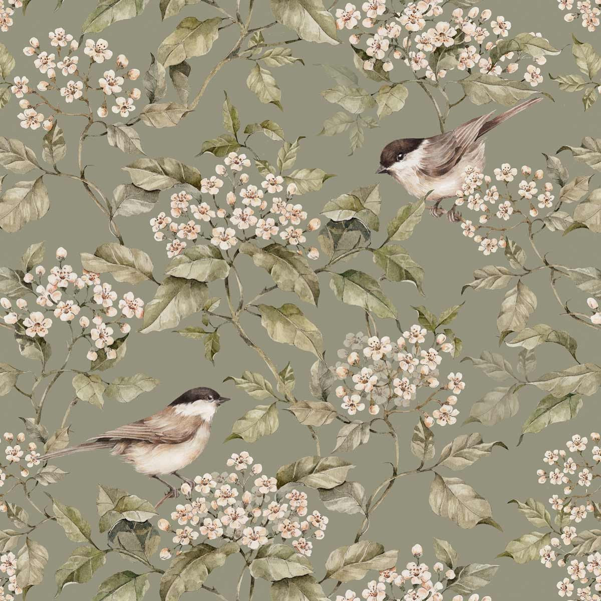 Birds And Green Spring Wallpaper