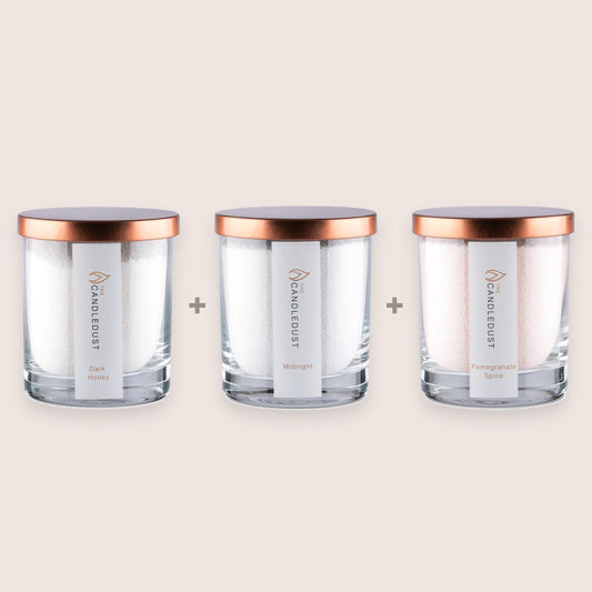 Cosy Discovery Trio, Dark Honey, Midnight, Pomegranate Spice, 3 × 160g Candles