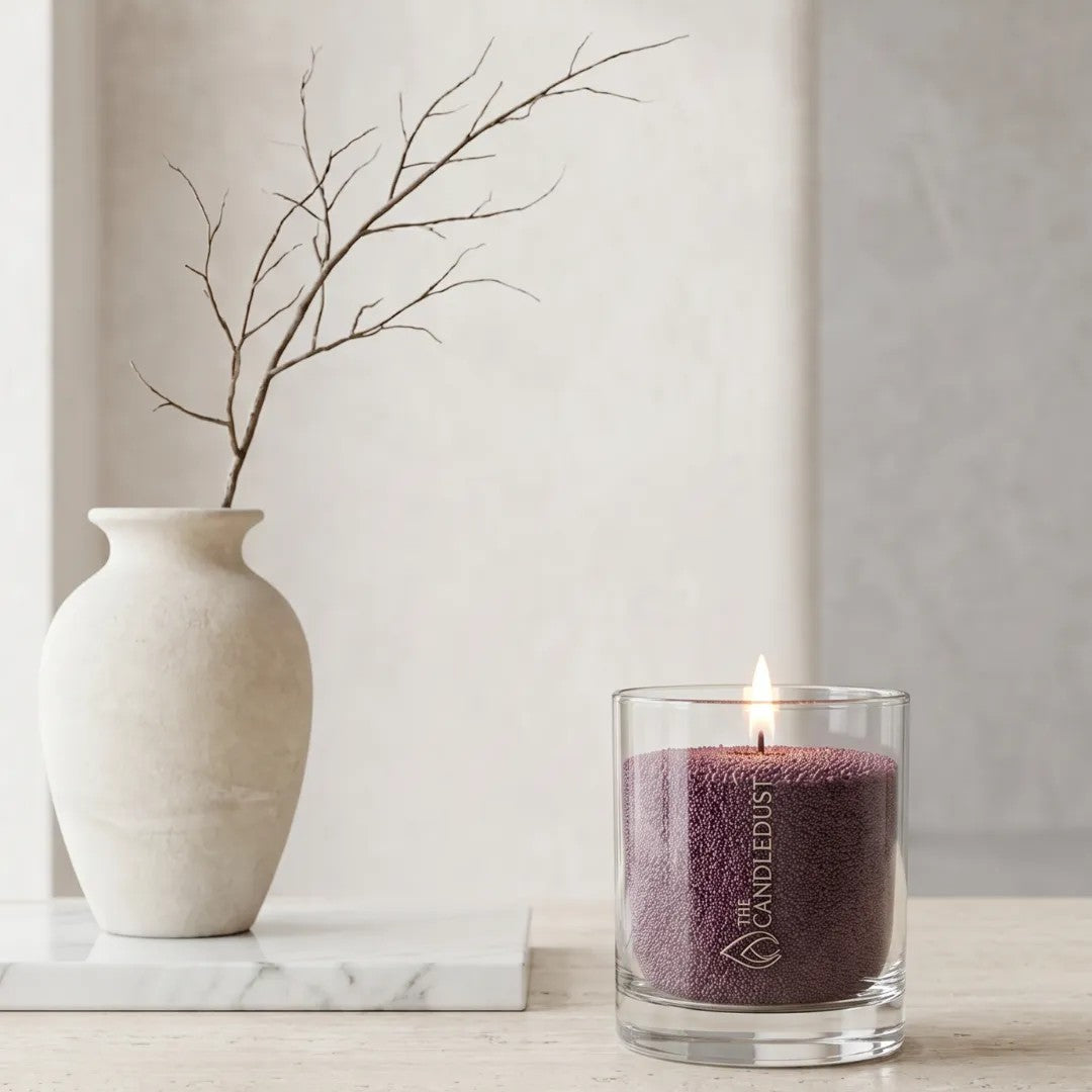 Dark Lilac Unscented Candle in Glass, 160g