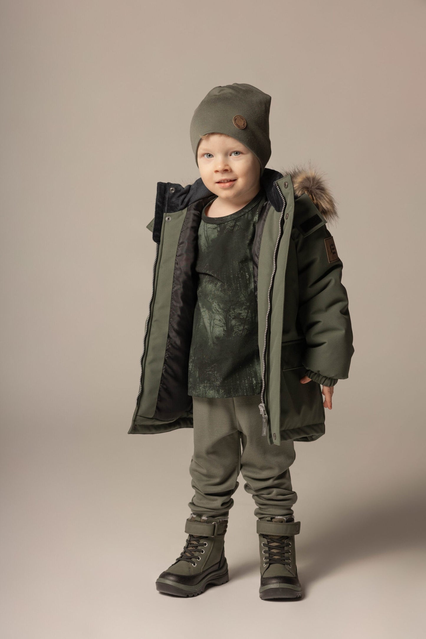 Khaki Green Double-Layer Merino Wool Hat