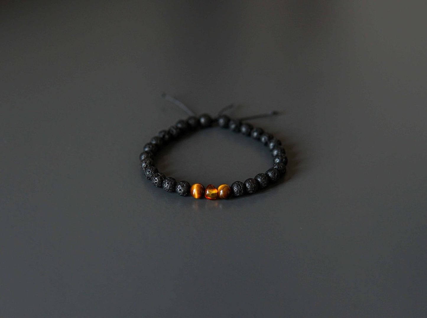 Lava Stone Bracelet with Amber and Tiger Eye