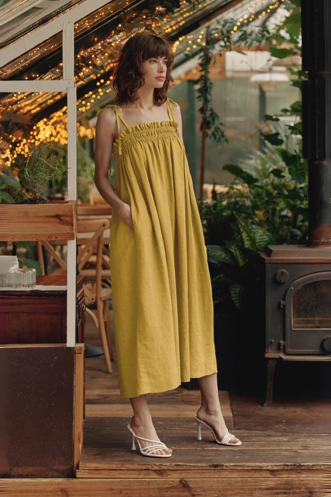 Linen Ballade Dress - Lemon Curry