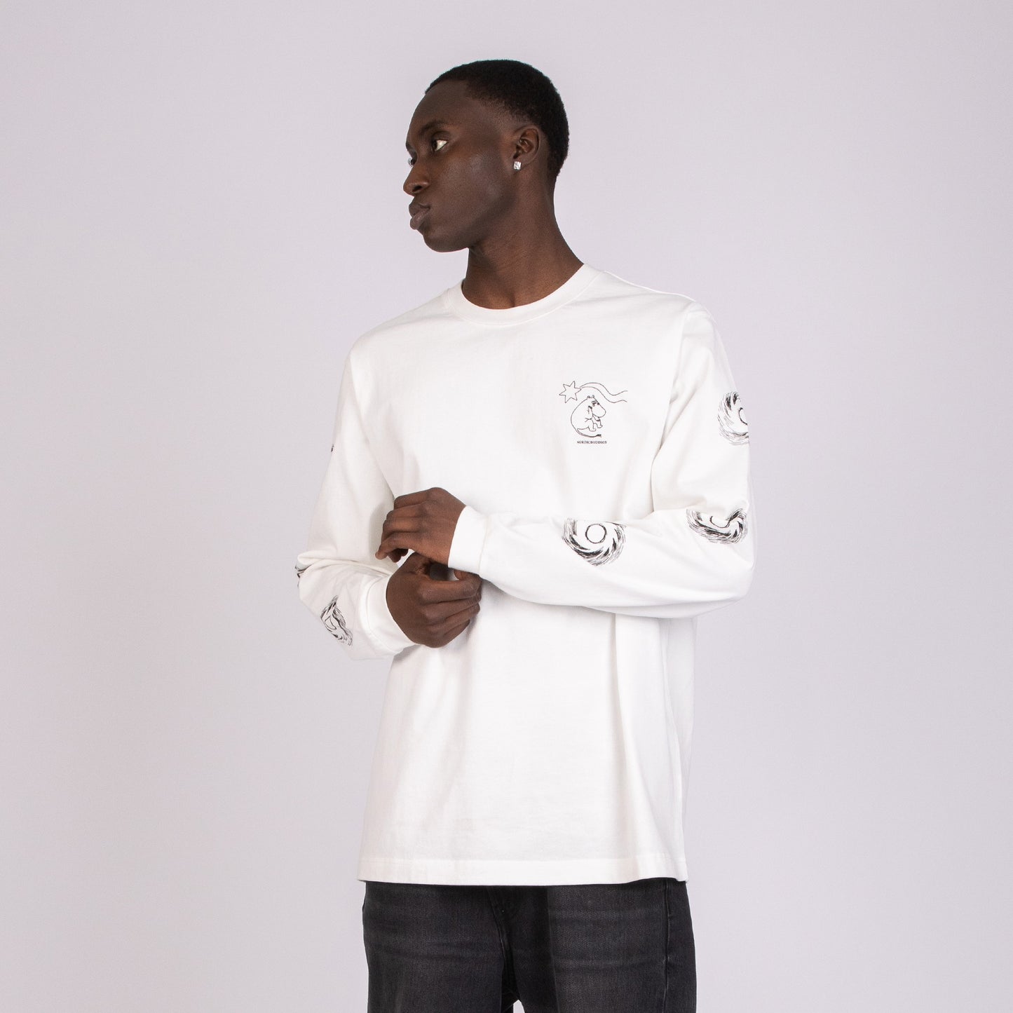 Novels Longsleeve Shirt With Cuffrib Unisex - White