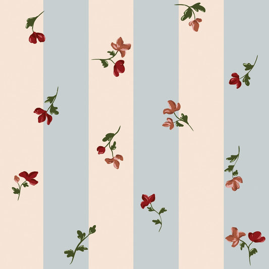 Paris Flowers Stripes Wallpaper
